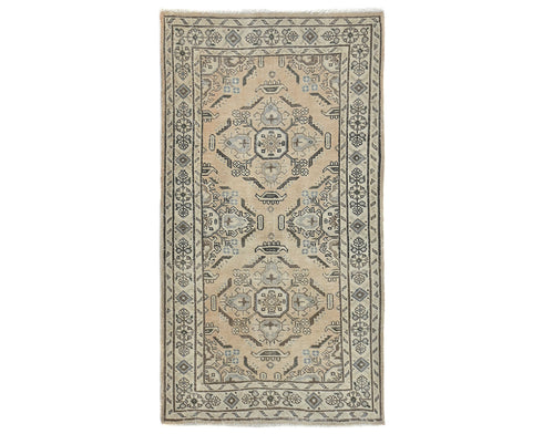 3x5 Vintage Brown Persian Style Hand Knotted Low Pile Wool Area Rug